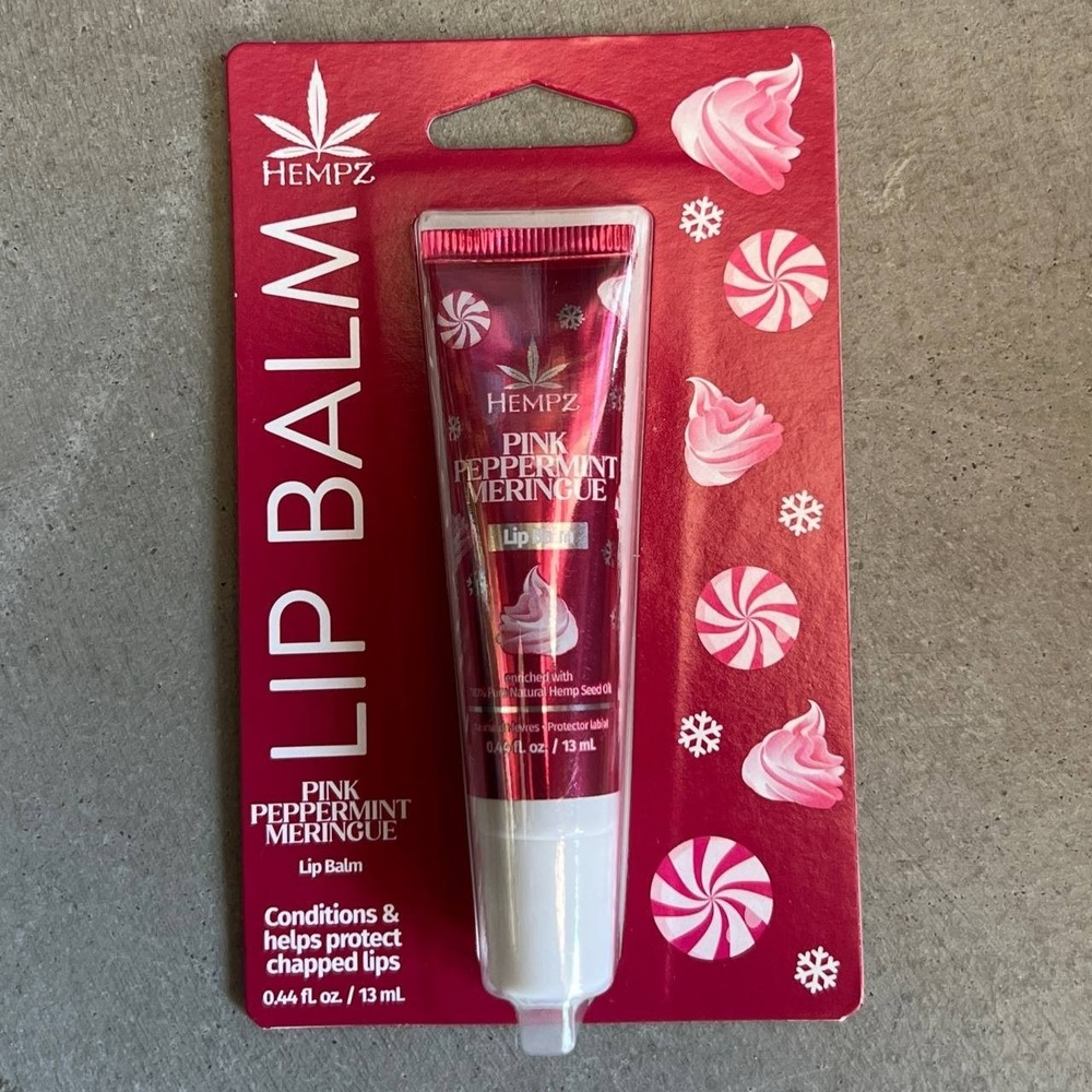 Hempz Pink Peppermint Meringue Lip Balm Limited Edition for Chapped Lips .44 oz